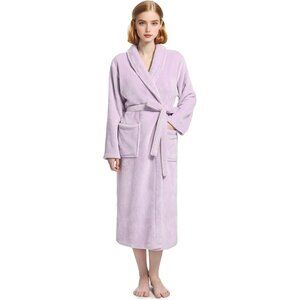 Women's Lavender  Plush Soft  Fleece Robe - Premium Cozy Warm Bathrobe